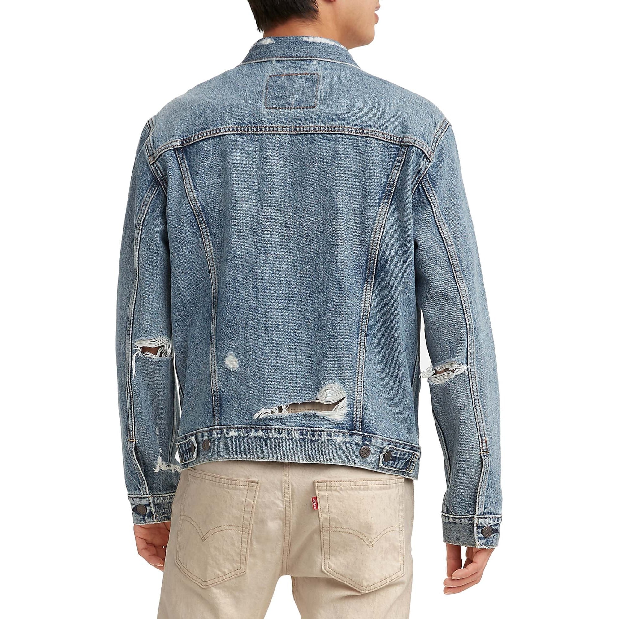 Levi's Mens Destroyed Denim Trucker Jacket Coat Blue Large