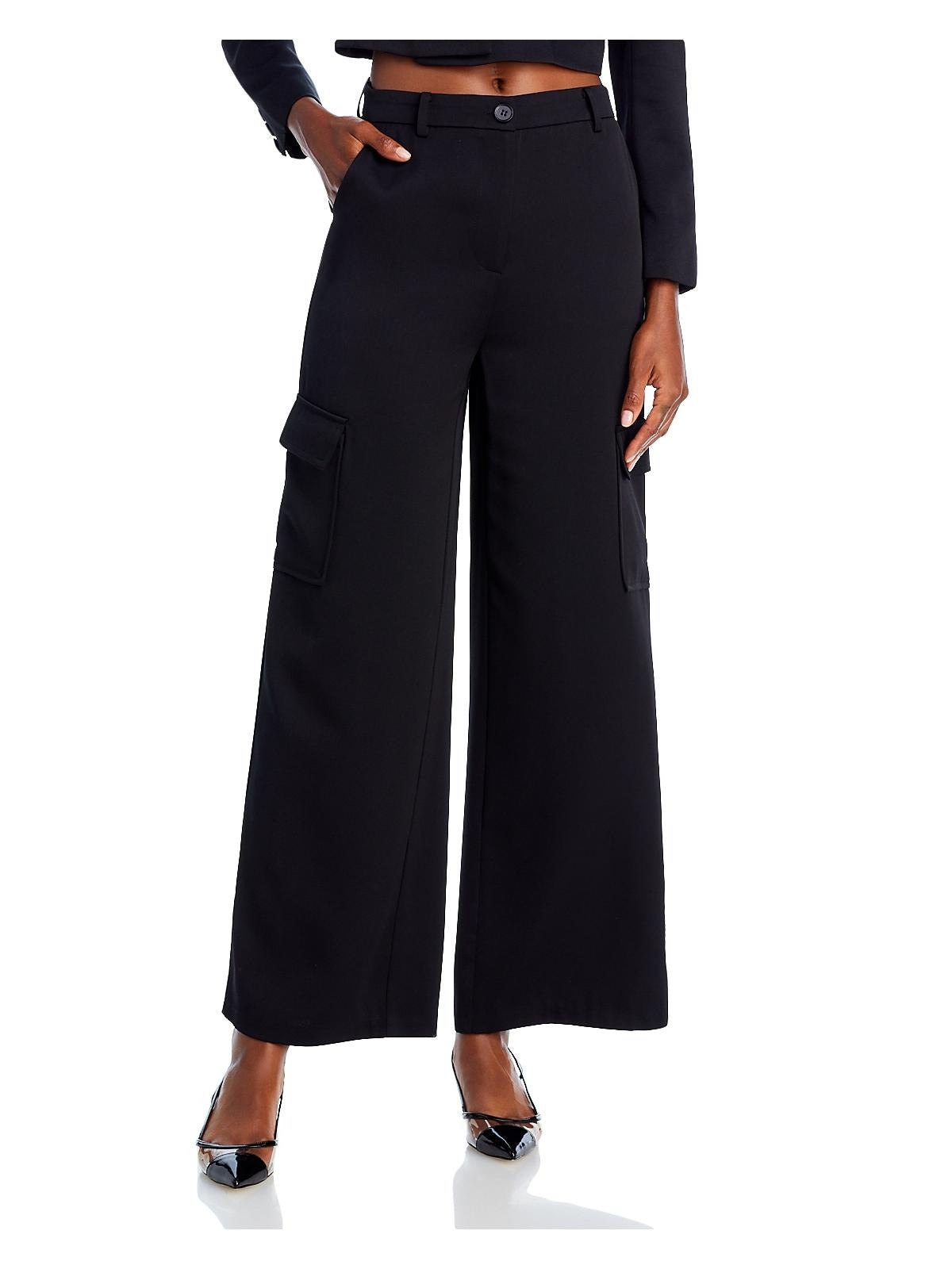 Lucy Paris Womens Wide Leg Cargo Pants Size Small Black