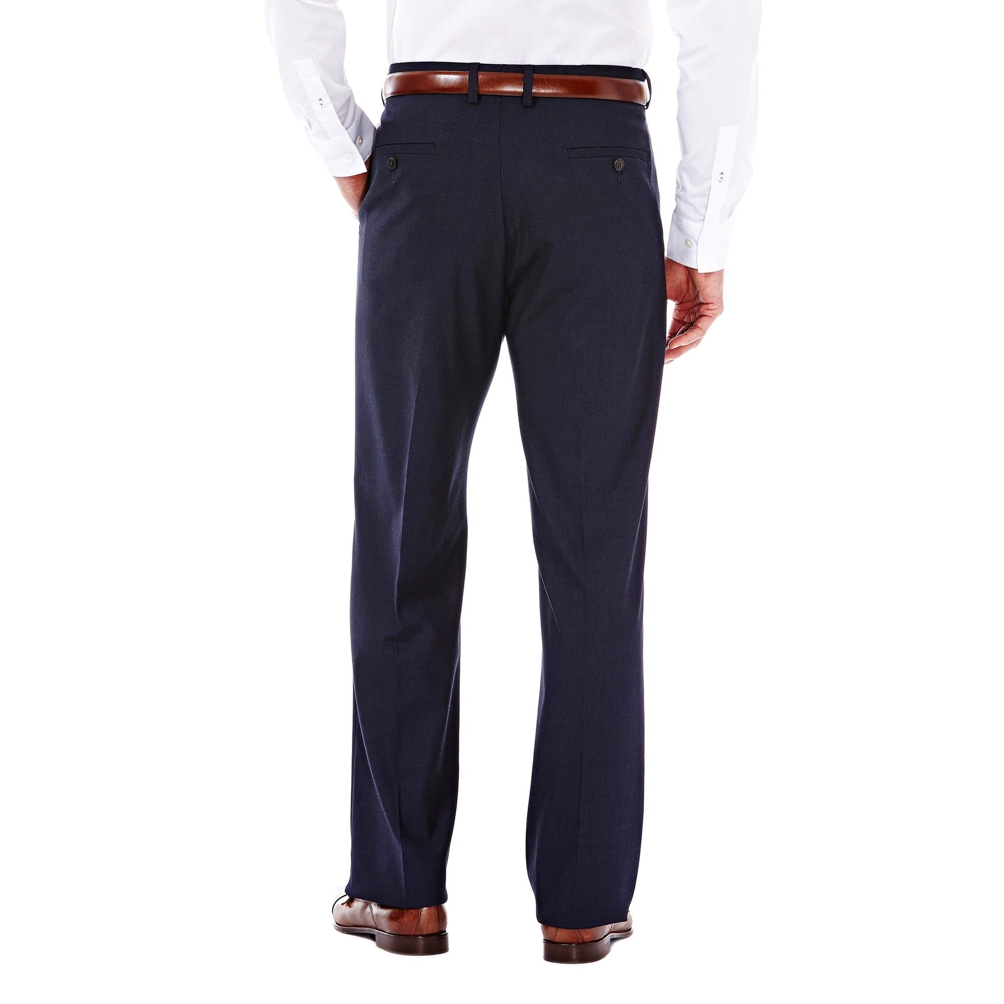 Haggar Mens Classic fit Dress Pants 38 / 32 Navy Blue Solid