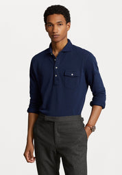 Polo Ralph Lauren Mens Men's Classic-Fit Long Sleeve Polo Shirt Medium Navy Blue