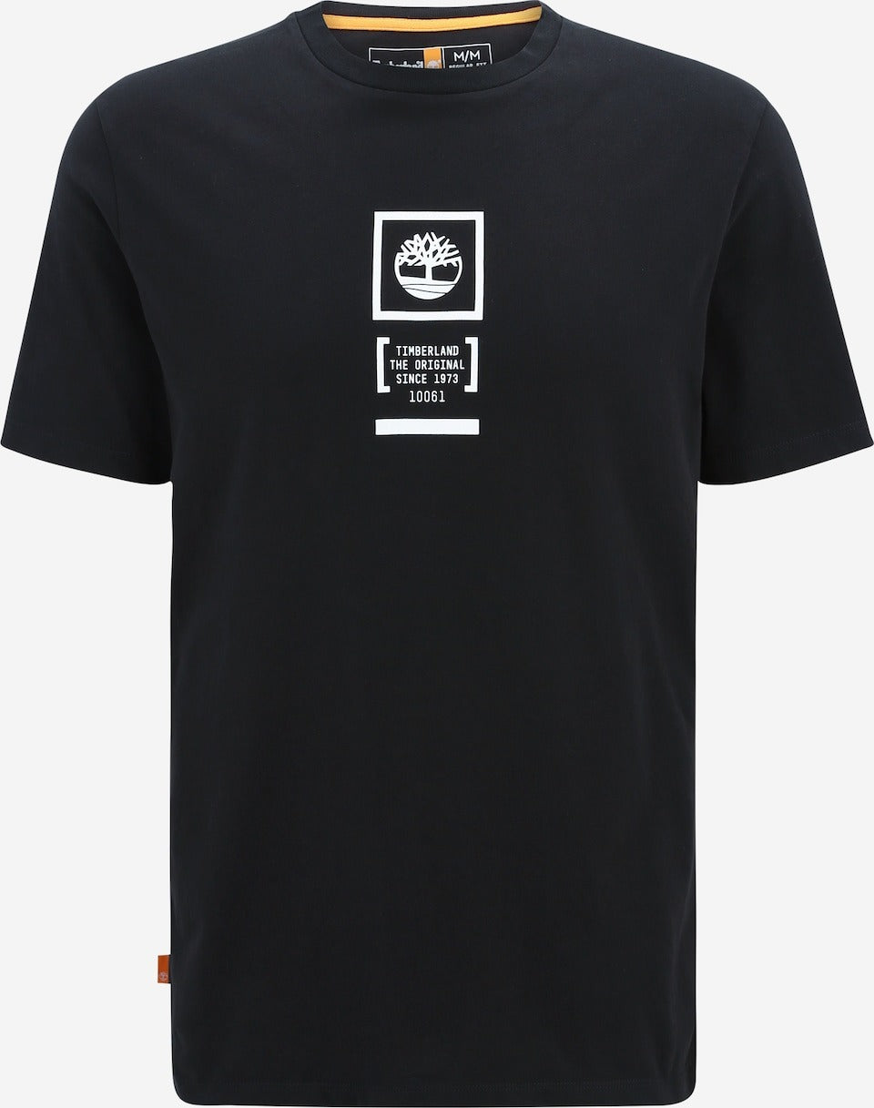 Timberland Mens Black Stack Logo Graphic T Shirt Camo Small