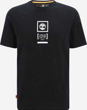 Timberland Mens Black Stack Logo Graphic T Shirt Camo Small