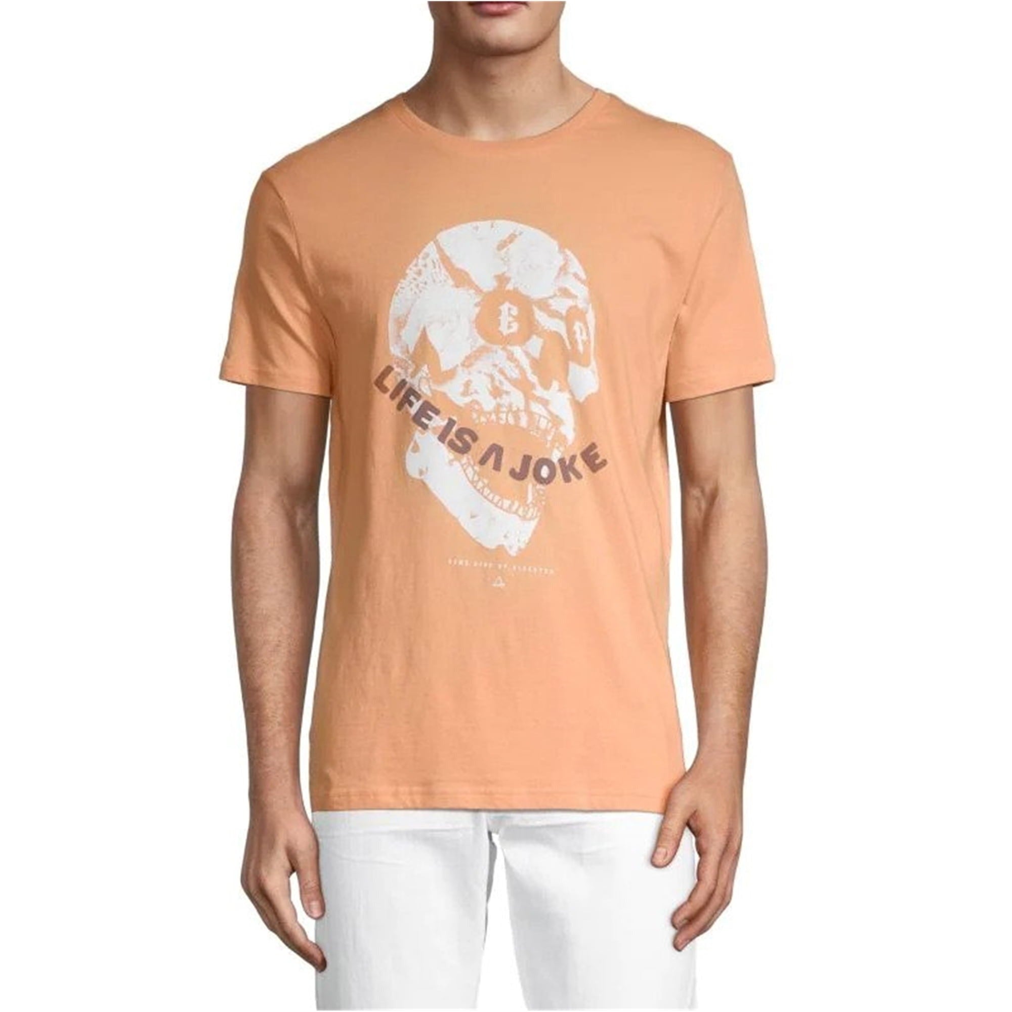 Eleven Paris Mens Cotton Short Sleeve Crewneck Graphic T Shirt Orange XL