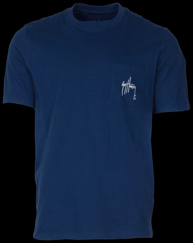 Guy Harvey Billfish Slam Short-Sleeve Pocket T Shirt Medium Blue