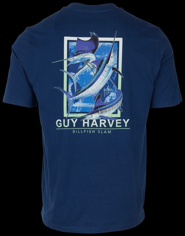 Guy Harvey Mens Crew Neck Pocket Graphic T Shirt XXL 2XL Blue