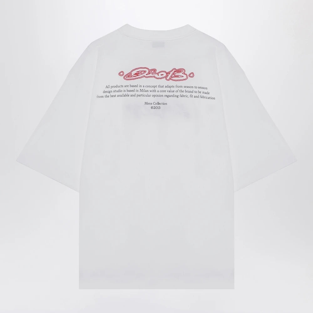 OFF White Mens Cotton T-shirt with Logo Large White