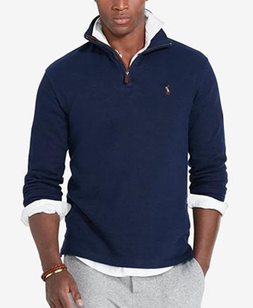 Polo Ralph Lauren Men's Big & Tall Estate-Rib Quarter-Zip Sweater 4LT 4XLT Navy
