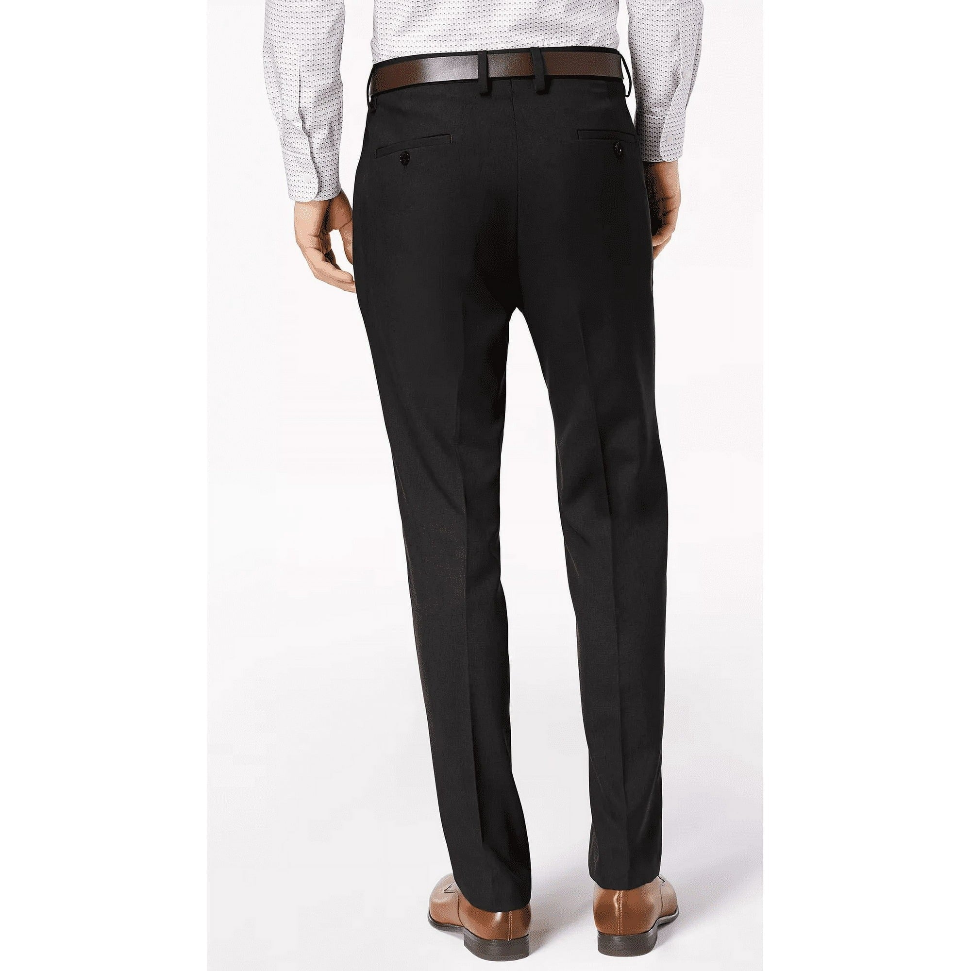 Kenneth Cole Mens Modern fit Dress Pants 33 / 30 Black Solid Stretch