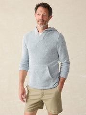 Faherty Mens Whitewater Herringbone Hoodie Sweatshirt White Blue  XL