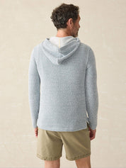 Faherty Mens Whitewater Herringbone Hoodie Sweatshirt White Blue  XL