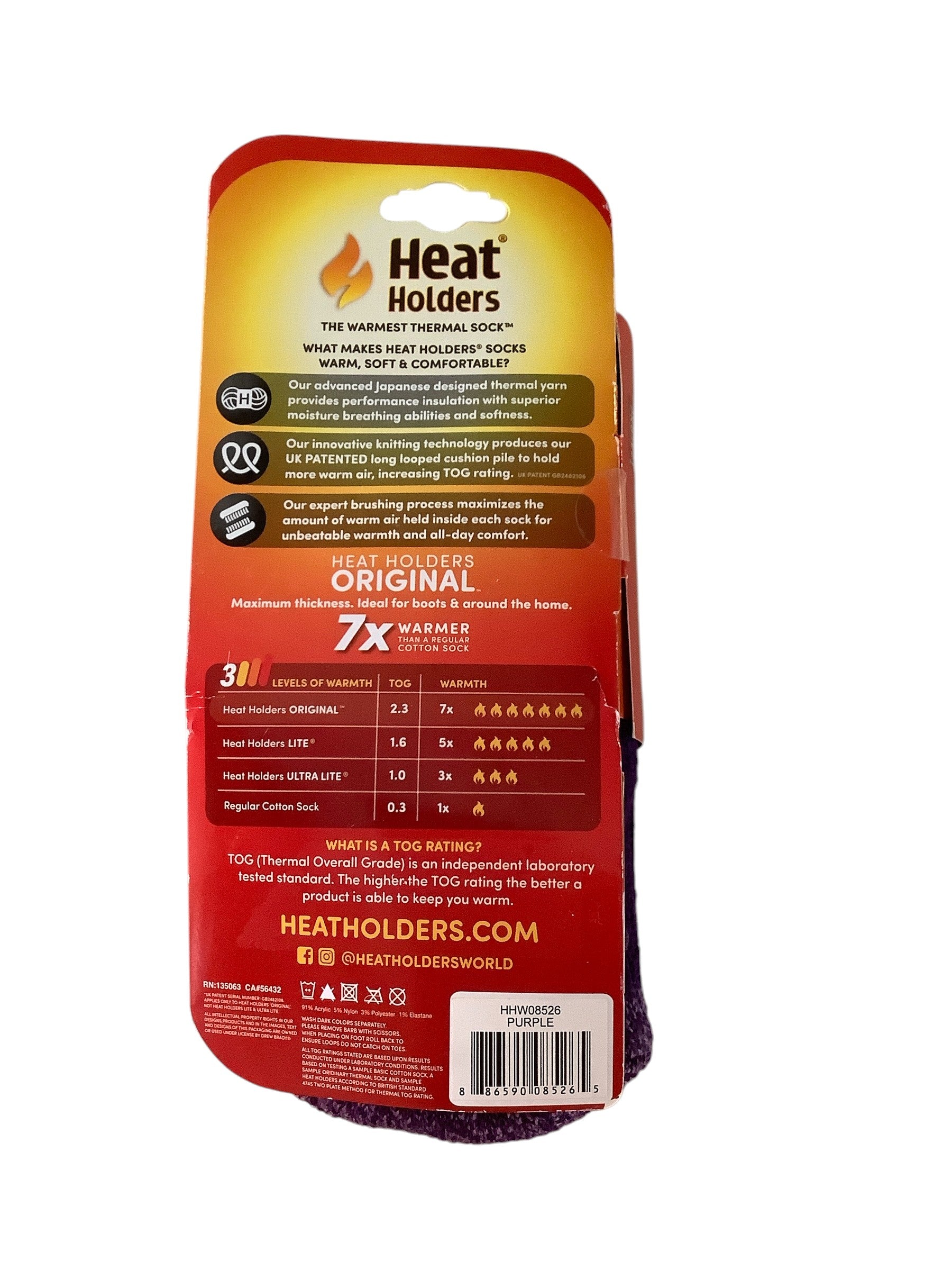 Heat Holders Women Crew Socks 5-9 Purple Thermal