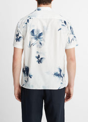 Vince Mens Classic fit Short Sleeve Button-Up Shirt Small White Blue Floral
