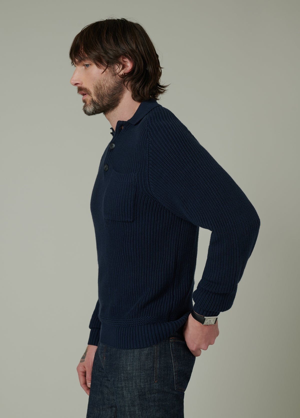Joe's Jeans Mens Regular fit Collared Quarter Button Casual Sweater Medium Blue