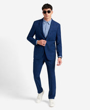 Kenneth Cole Reaction Men's Slim-Fit Blue Plaid Suit 46R / 40 x 32 Flat Pant