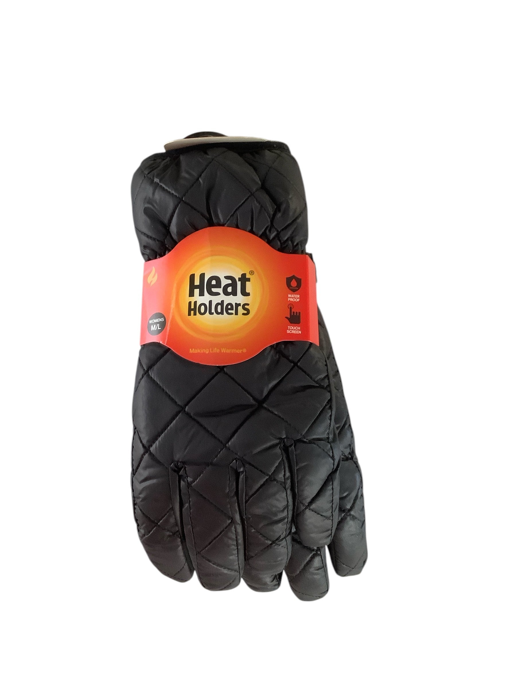 Heat Holders Women Quilted Gloves Medium Large Black Thermal