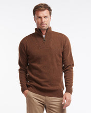 Barbour Mens Nelson Quarter Zip Essential Sweater Dark Sand Brown 2XL