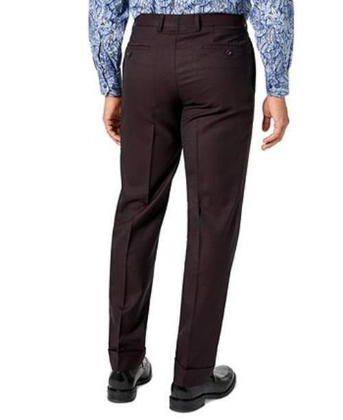 Tallia Mens Classic-Fit Wool Suit Pants Burgundy 36 x 32