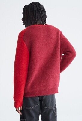 Calvin Klein Men's Crewneck Sweater XL Red Wool