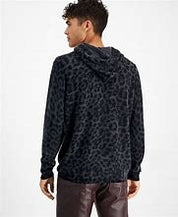 International Concepts Men's Cashmere Cheetah Print Hoodie Sweater Black XS