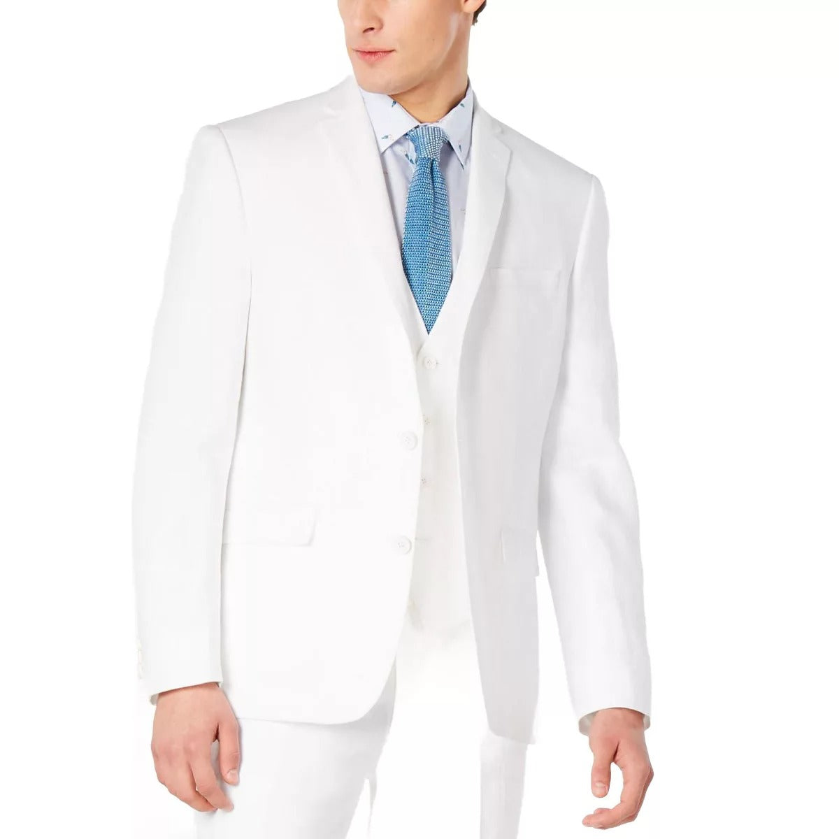 Bar Iii Mens Slim fit Sport Coat Blazer 46 R White Solid Stretch
