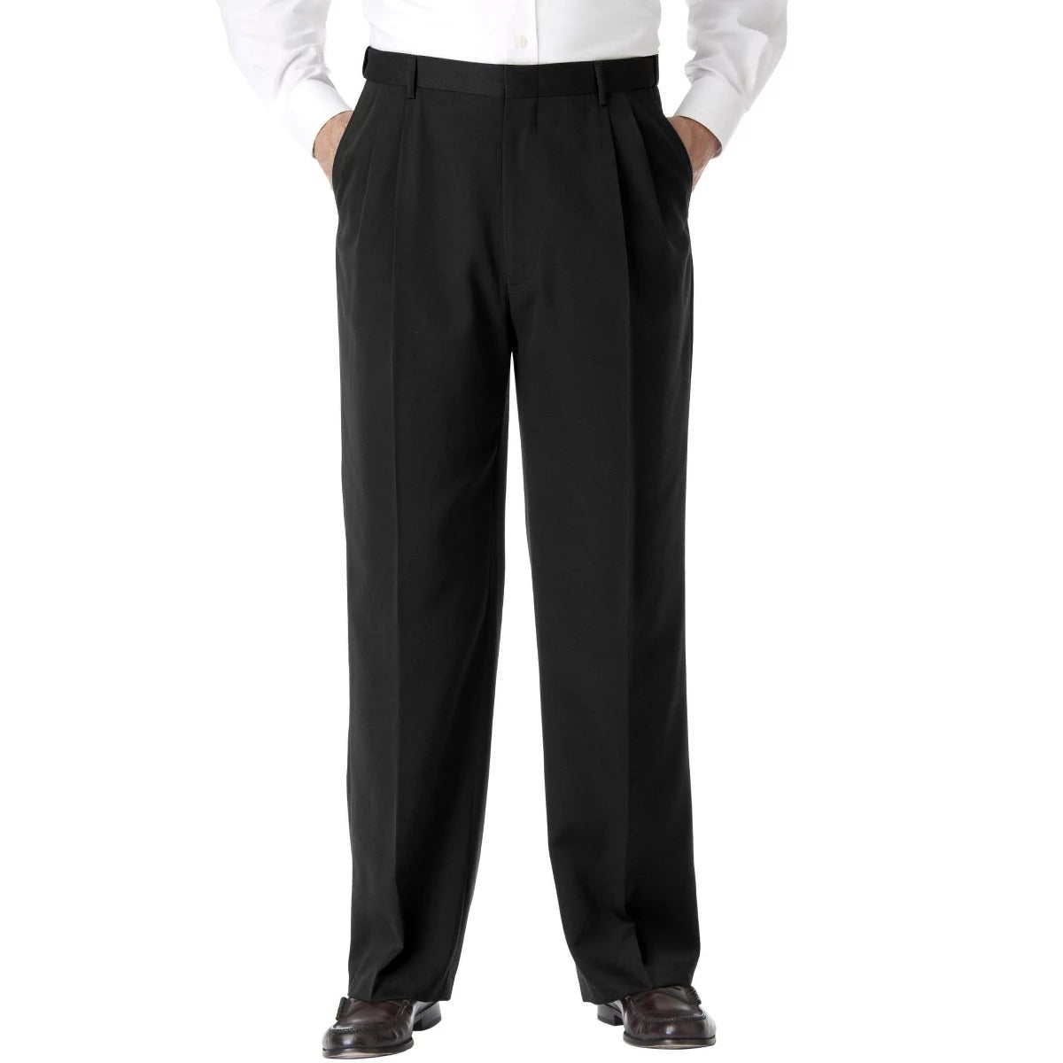 Haggar Mens Classic fit Dress Pants 44 / 29 Black Solid