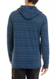 PGA TOUR Mens Textured Stripe Performance Golf Hoodie Shirt Medium Navy Blue