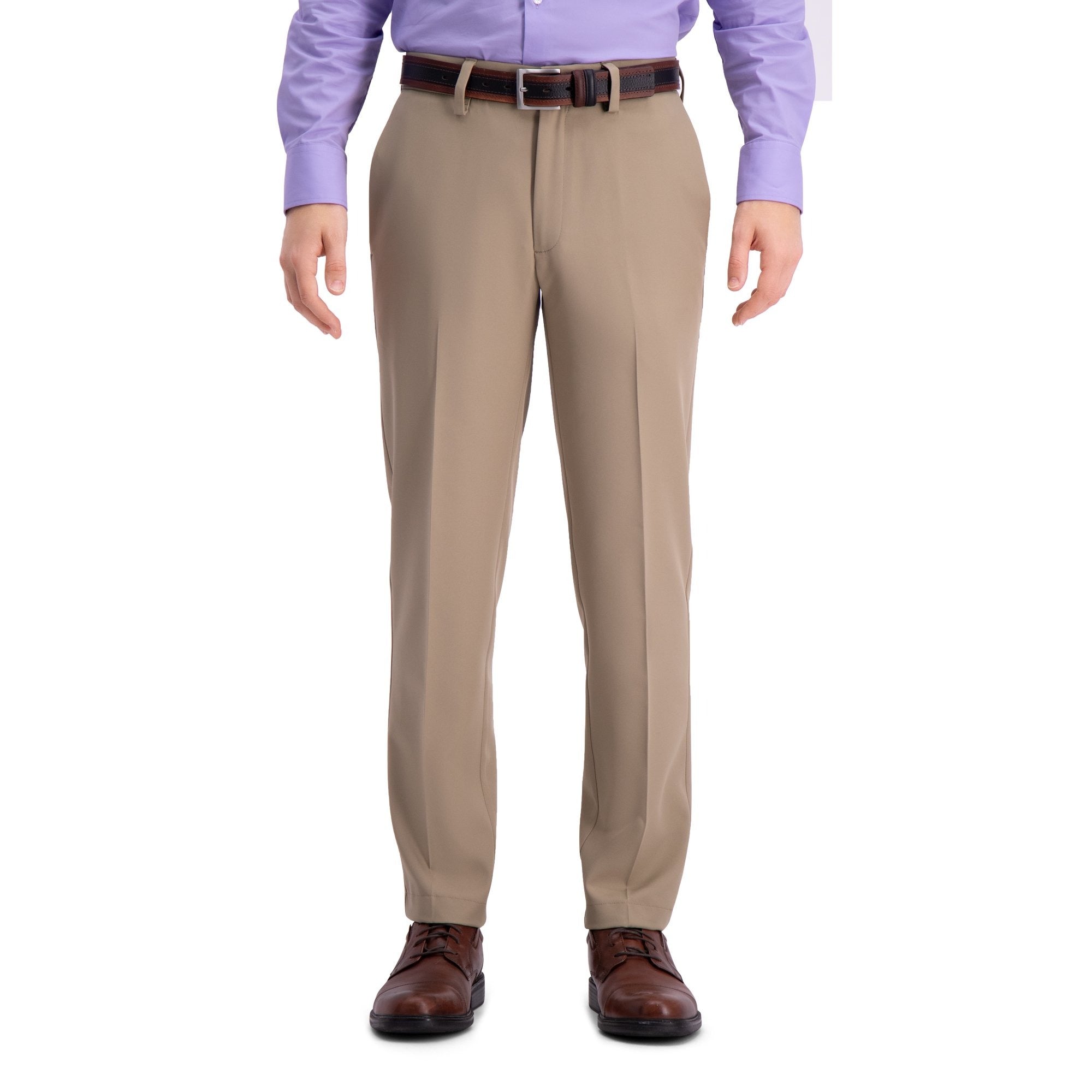 Haggar Mens Slim fit Dress Pants 29 / 32 Beige Solid