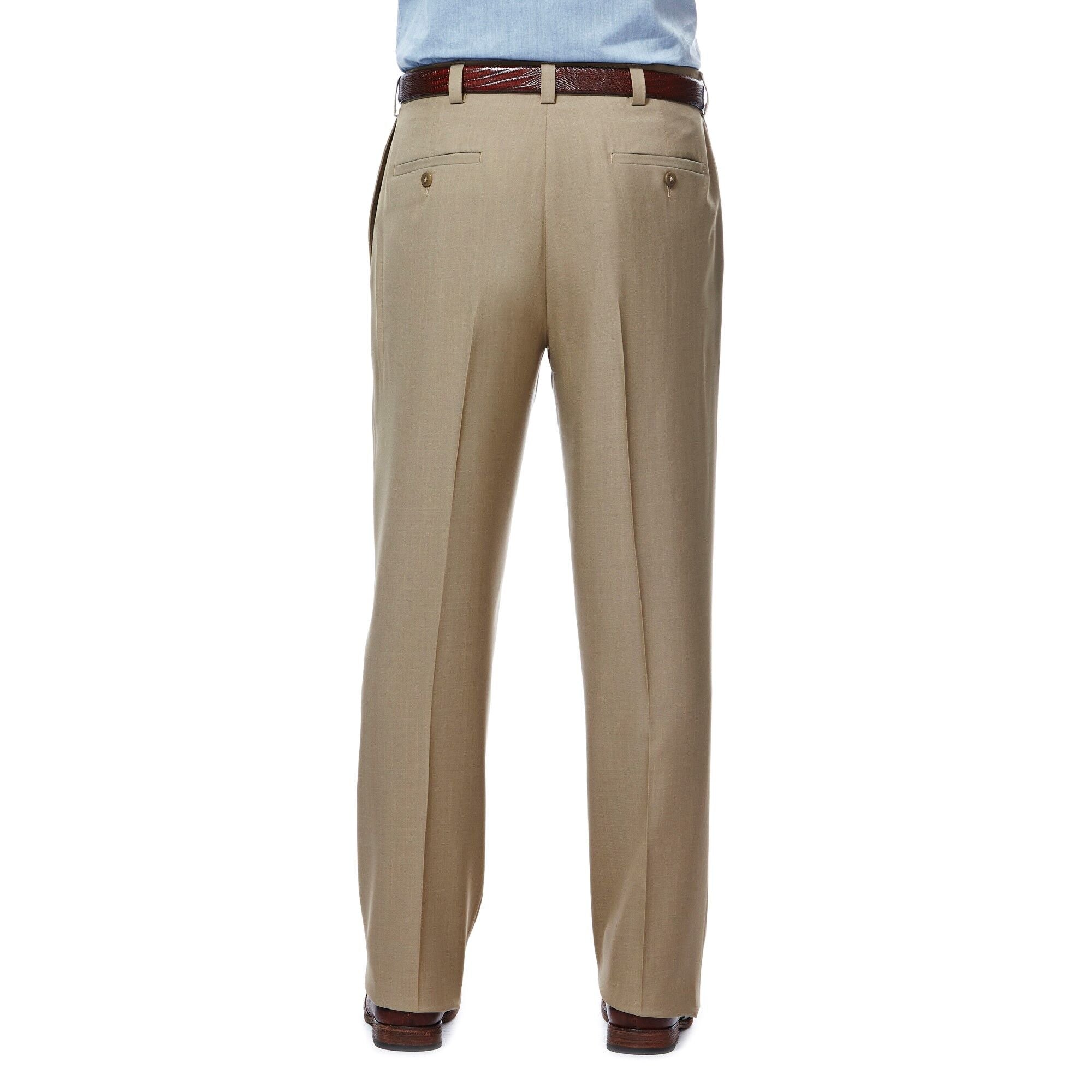Haggar Mens Classic fit Dress Pants 42 / 32 Beige Solid