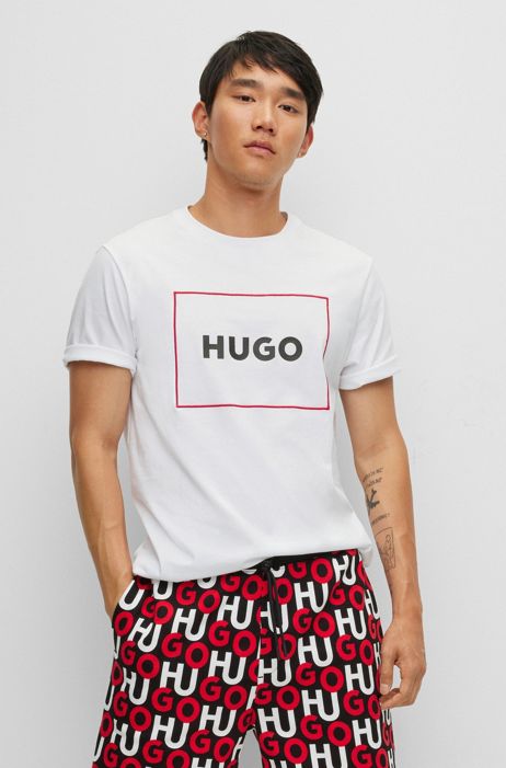 HUGO by Hugo Boss Men's Dumax Logo Graphic T-Shirt White Black Red XL