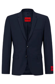 Hugo Boss Mens Modern fit Suit Jacket Blazer 38 S Navy Blue Solid Stretch