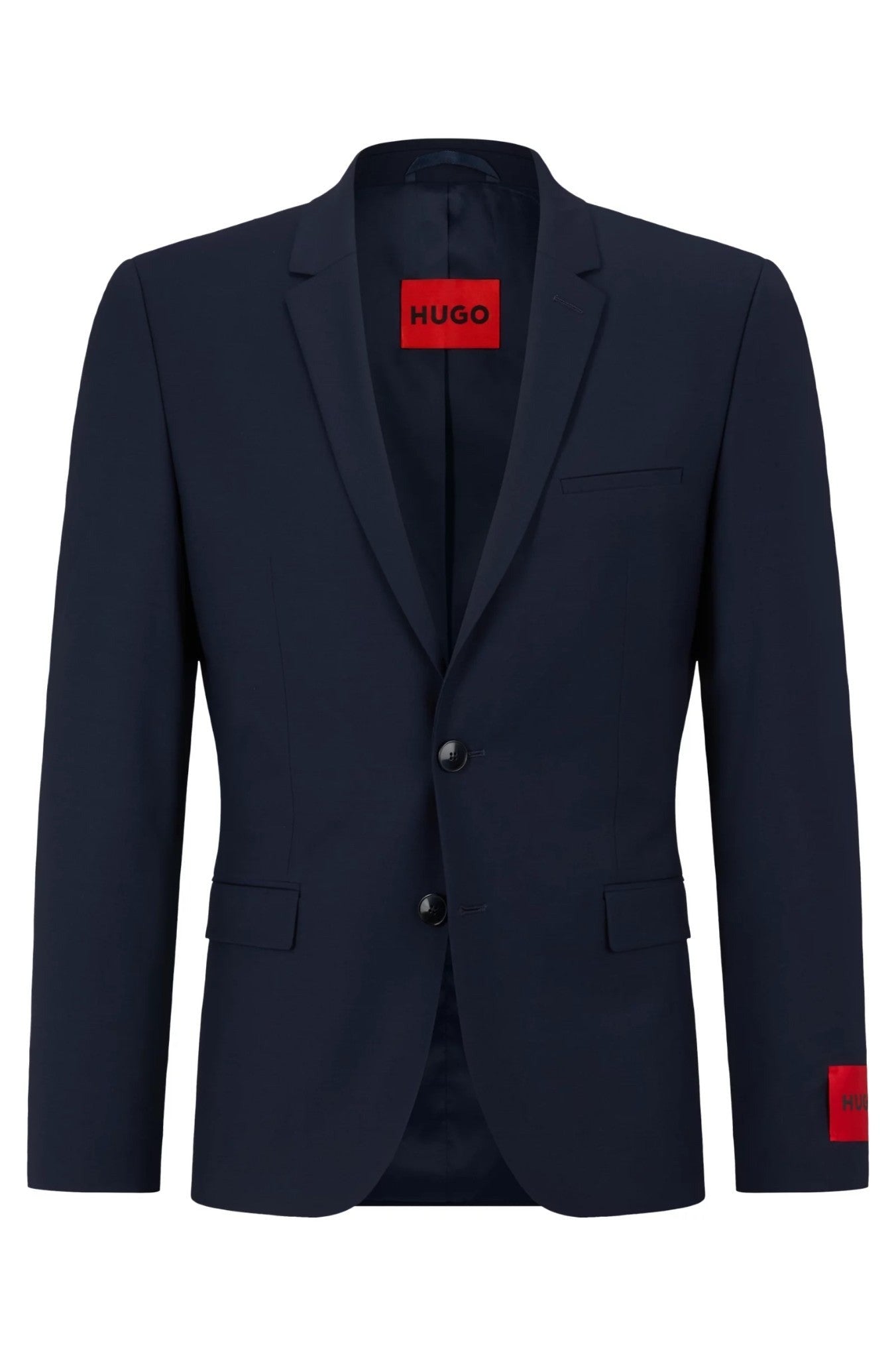 Hugo Boss Mens Modern fit Suit Jacket Blazer 44 L Navy Blue Solid Stretch