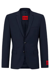 Hugo Boss Mens Modern fit Suit Jacket Blazer 44 L Navy Blue Solid Stretch
