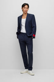 Hugo Boss Mens Modern fit Suit Jacket Blazer 42 R Navy Blue Solid Stretch