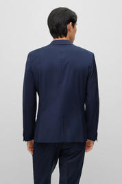 Hugo Boss Mens Modern fit Suit Jacket Blazer 38 S Navy Blue Solid Stretch