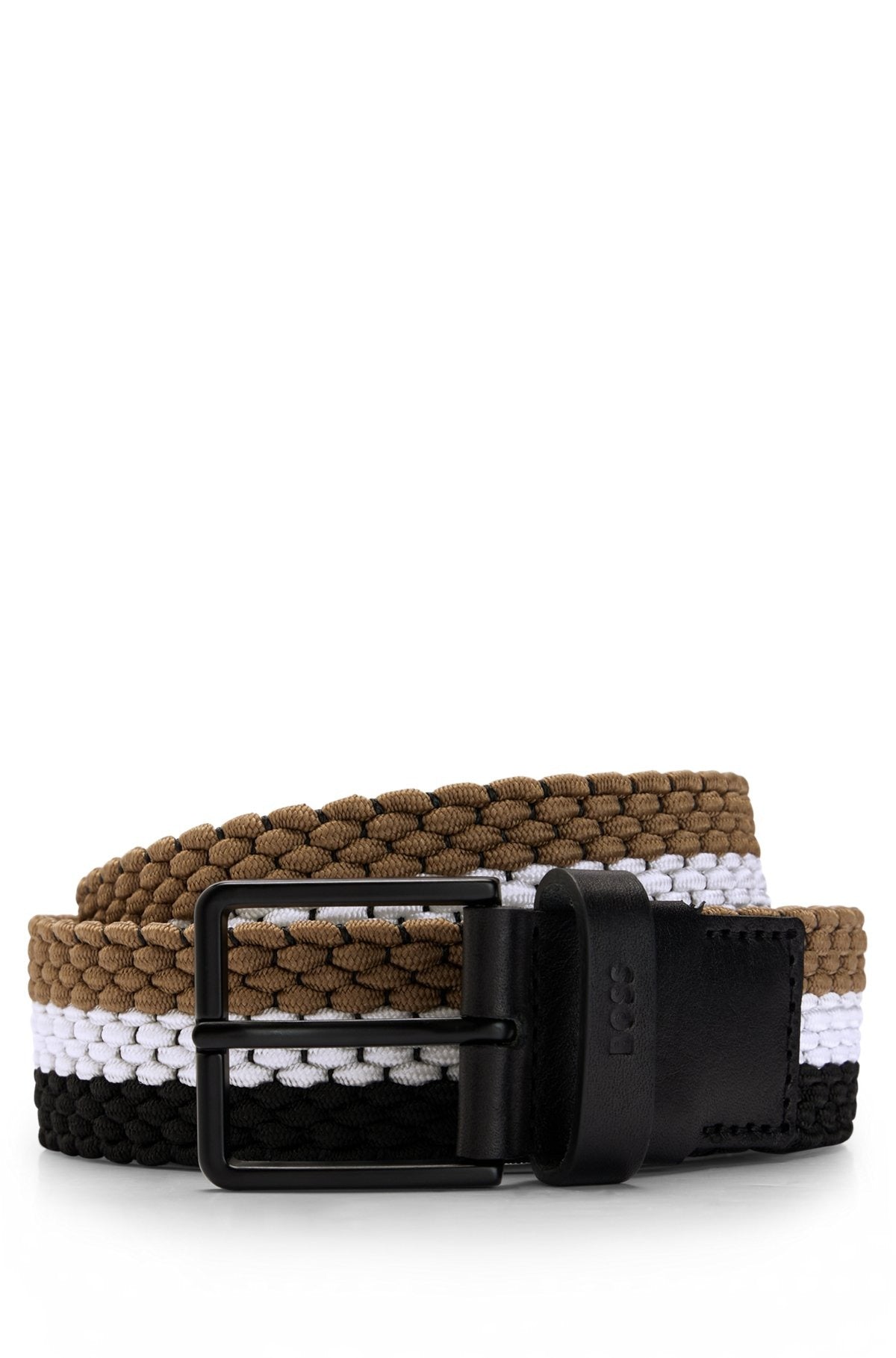 Hugo Boss Men's Ther Woven Belt Size 115 - 44 Black Tan