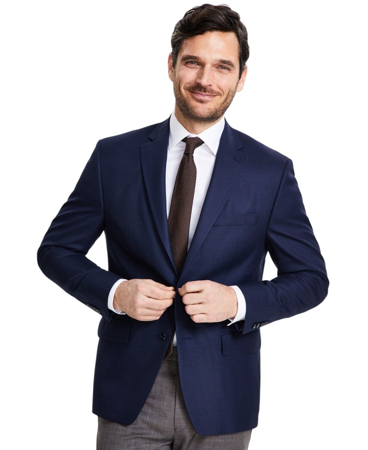 Michael Kors Mens Classic fit Sport Coat Blazer 40 S Navy Blue Houndstooth