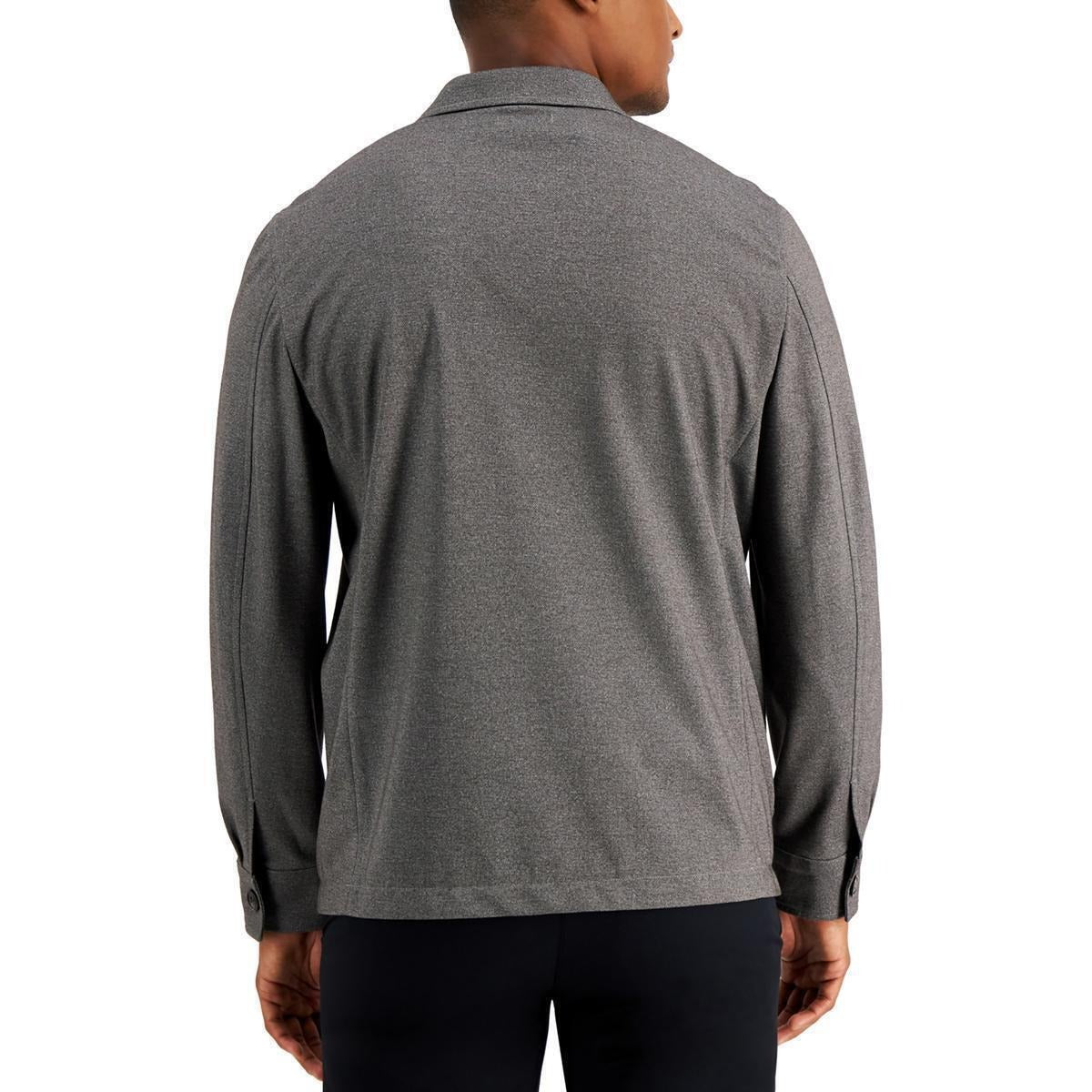 Alfani Men's Regular-Fit Plaid Shirt Jacket Grey Heather Large