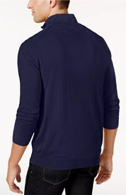 Club Room Mens Regular-Fit Quarter Zip Sweater Navy Blue Medium
