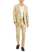 NAUTICA Men's Modern-Fit Stretch Cotton Solid Suit Tan 44L / 38 x 32 Khaki