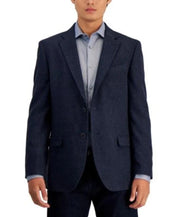 Nautica Mens Modern fit Sport Coat Blazer 44 L Navy Blue Herringbone Stretch