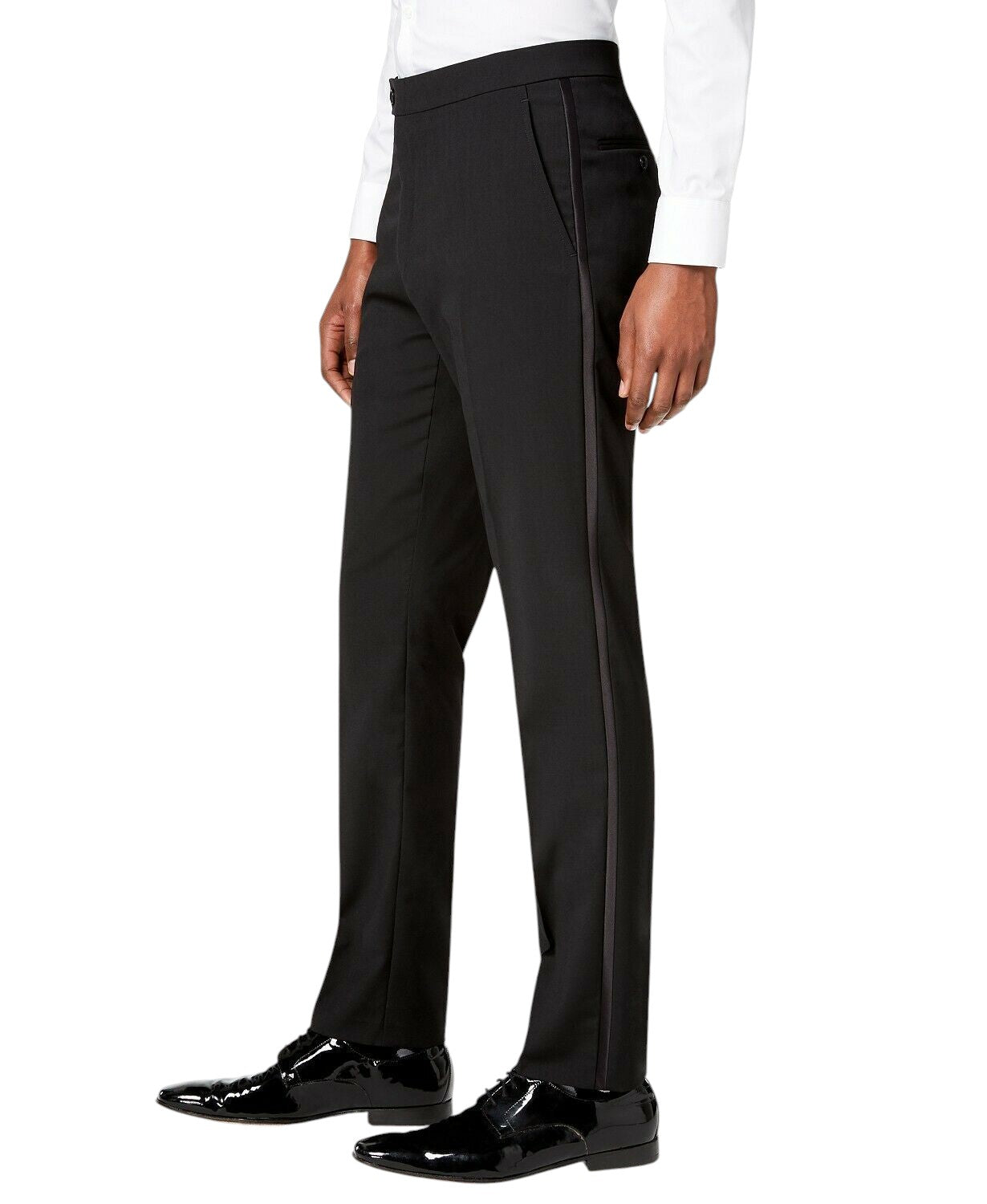 Tommy Hilfiger Mens Modern fit Wool Tuxedo Pants 34 / 29 Black Solid