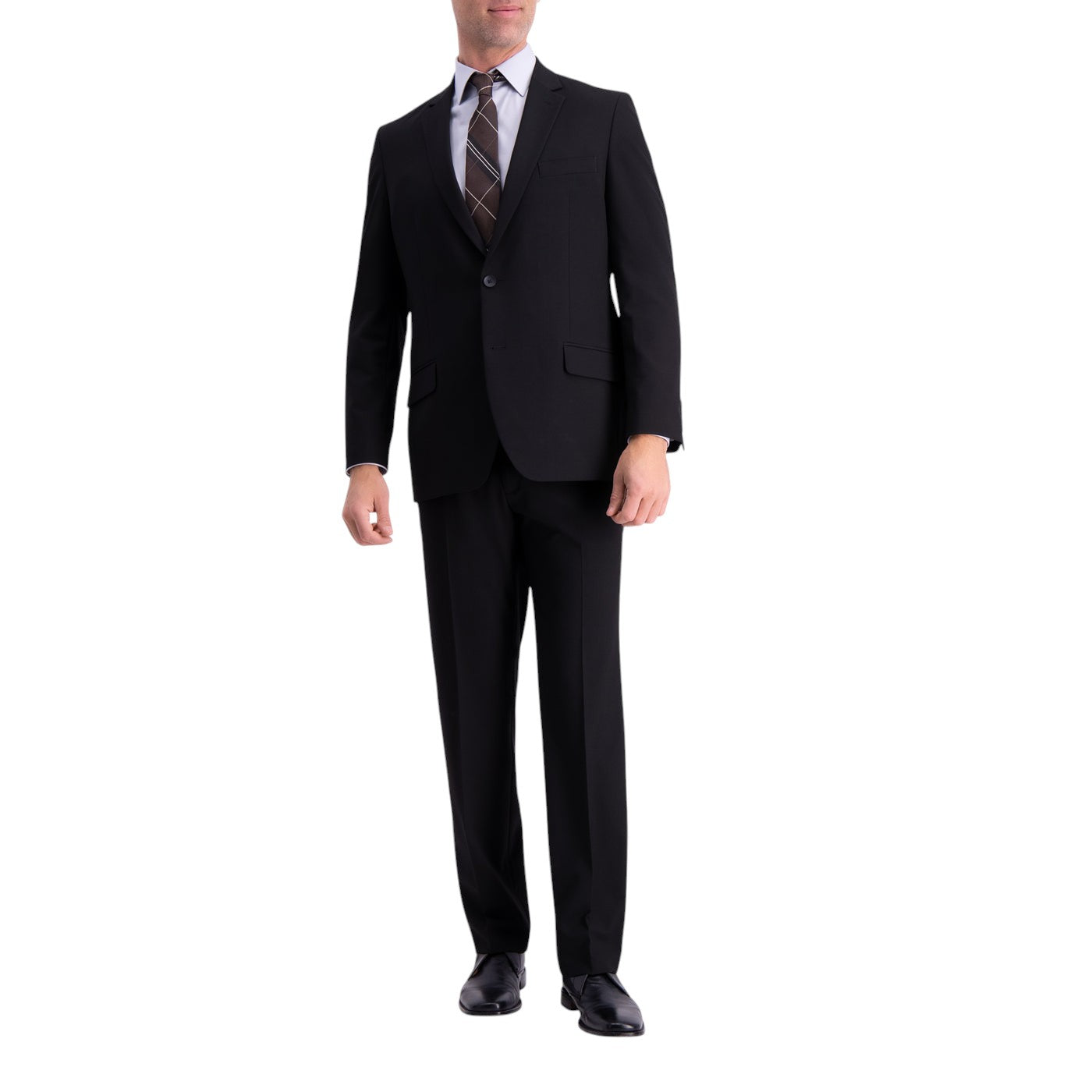 Haggar Mens Straight fit Dress Pants 32 / 32 Black Solid Stretch