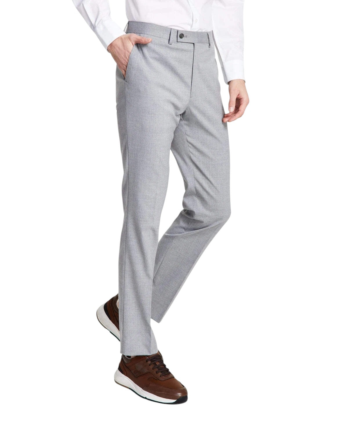 Dkny Mens Modern fit Dress Suit Pants 39 / 32 Light Grey Solid Stretch