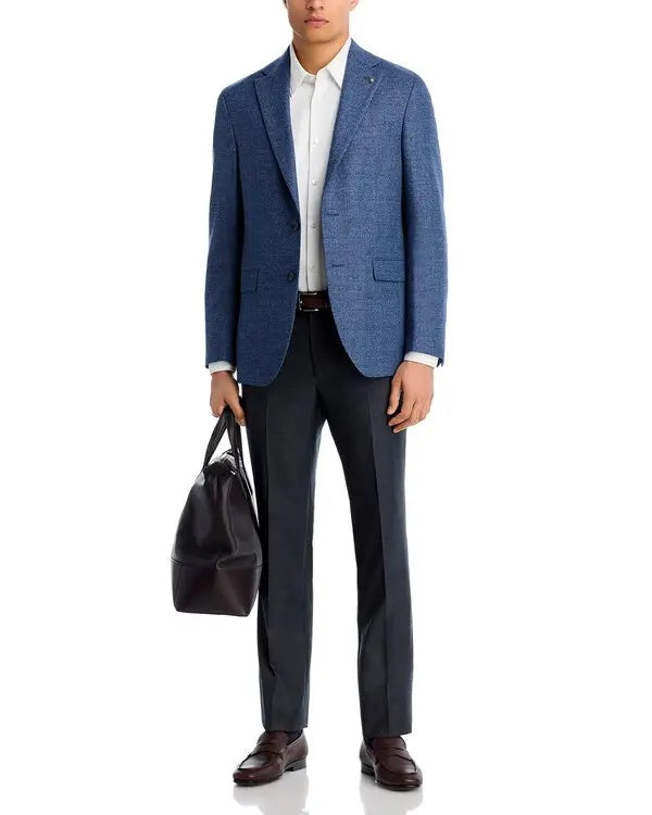 Jack Victor Mens Regular fit Textured Sport Coat Blazer 48 R Blue Solid