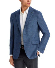 Jack Victor Mens Regular fit Textured Sport Coat Blazer 48 R Blue Solid