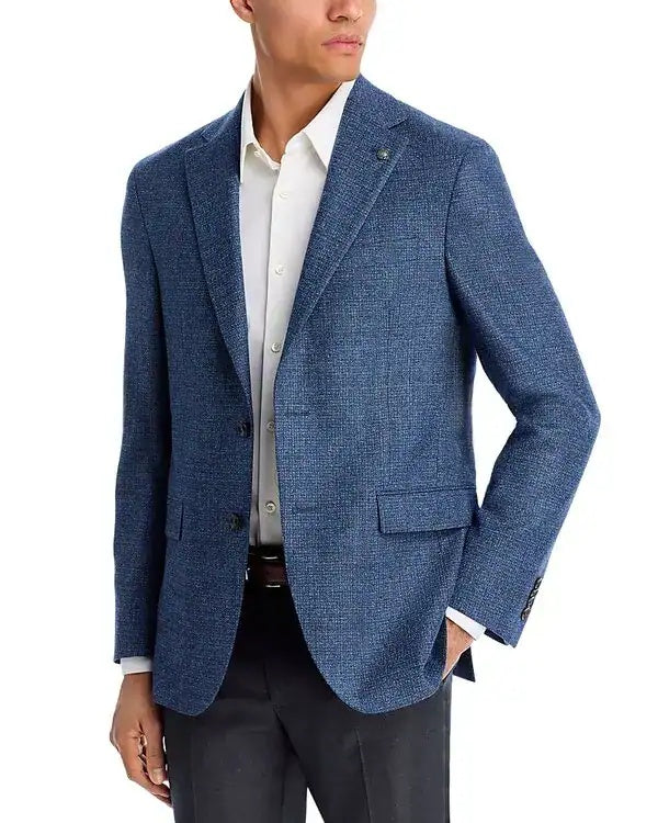 Jack Victor Mens Regular fit Textured Sport Coat Blazer 48 R Blue Solid