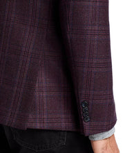 John Varvatos Star Usa Mens Slim fit Sport Coat Blazer 42 R Purple Plaid Stretch