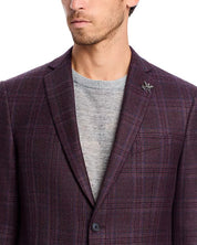 John Varvatos Star Usa Mens Slim fit Sport Coat Blazer 42 R Purple Plaid Stretch