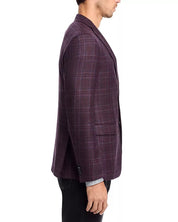 John Varvatos Star Usa Mens Slim fit Sport Coat Blazer 42 R Purple Plaid Stretch
