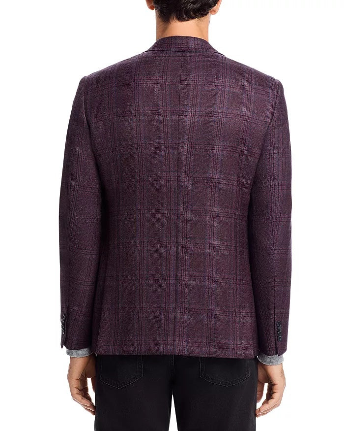 John Varvatos Star Usa Mens Slim fit Sport Coat Blazer 42 R Purple Plaid Stretch